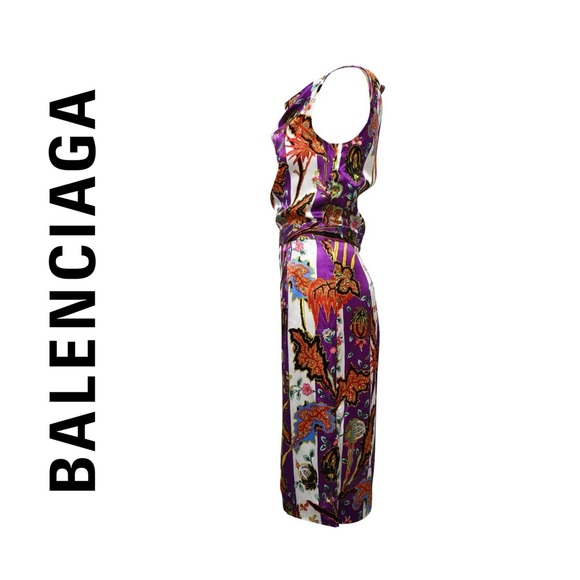BALENCIAGA Pre Fall 2011 Floral Print Silk Dress Size 40/ 8 - Picture 4 of 10